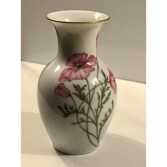 Mid 20th Century Vintage Italian Richard Ginori Pink Poppies Bud Vase For Sale - Image 5 of 13