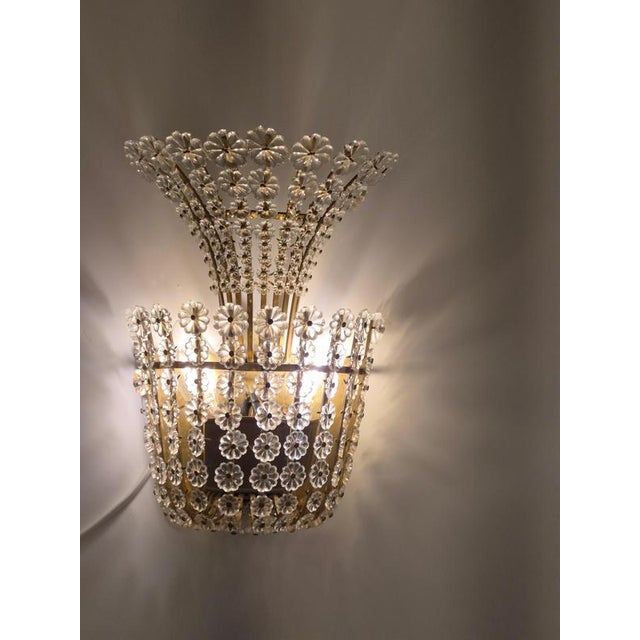 Metal Swedish Modern Wall Light in Brass with Flower Decor, 1950s For Sale - Image 7 of 15