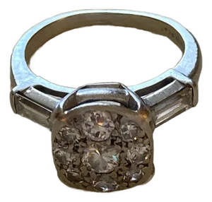 Vintage Estate Platinum Diamond Cluster Ring 4.5