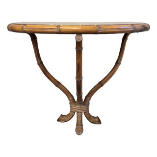 1960s Vintage Faux Bamboo Console Table With Marble Top For Sale