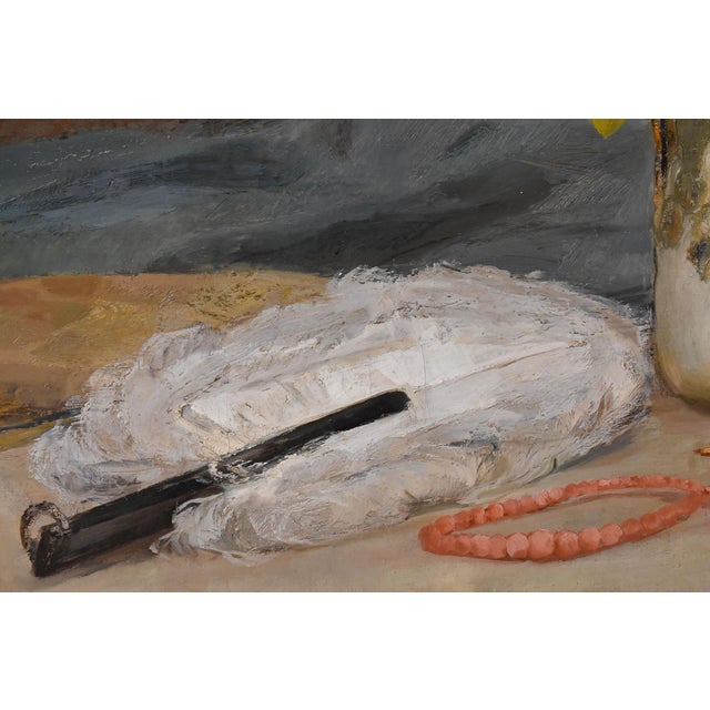 Angelina-Marie-Eugénie Drumaux, Art Deco Still Life with Flower Vase, 20th Century, Oil on Canvas, Framed For Sale - Image 8 of 12