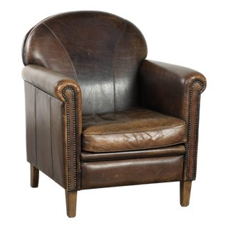 Club Chair in Sheepskin Leather For Sale