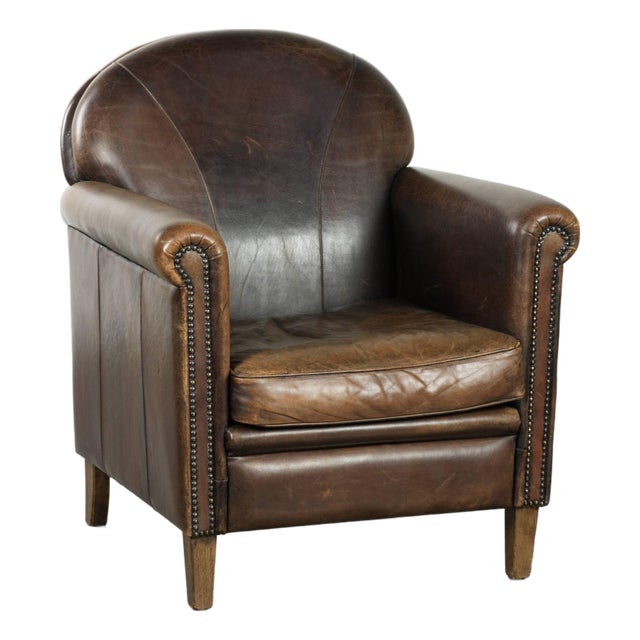 Club Chair in Sheepskin Leather For Sale