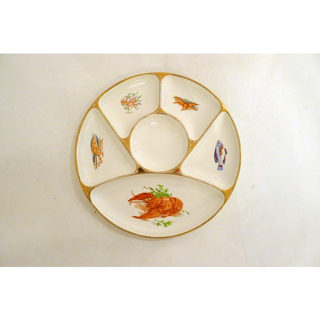 Compartmented Appetizer Plate with Seaside Decoration in Earthenware from Gien, 1960 For Sale - Image 10 of 10