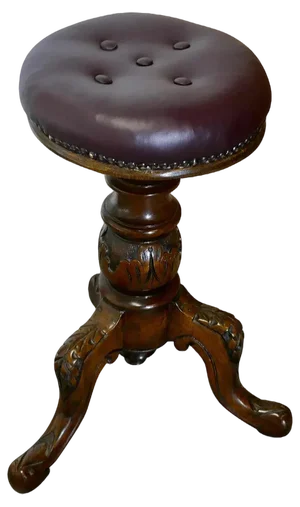 Victorian Walnut and Leather Stool, 1880