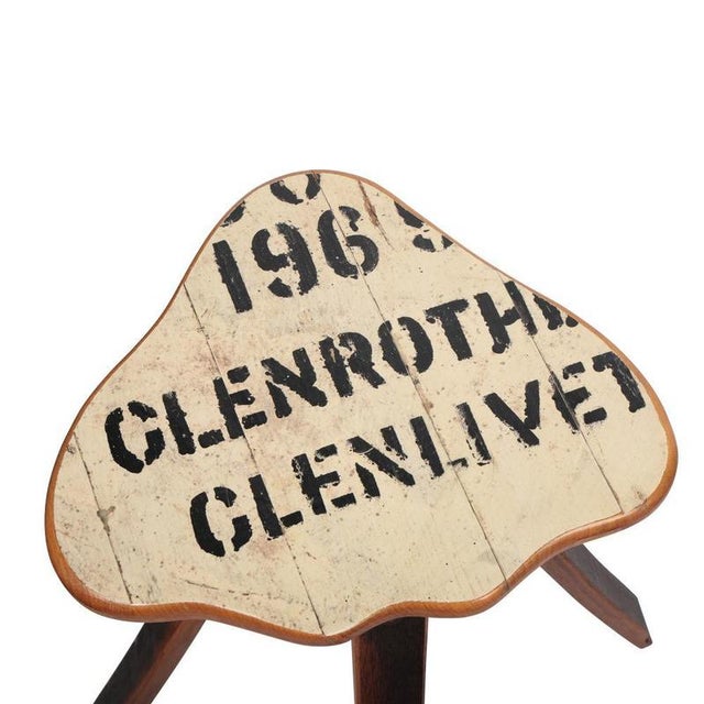 Unique complete whisky barrel furniture set (table & 2 stools) - original Glenlivet distillery markings : Authentic Scotch...