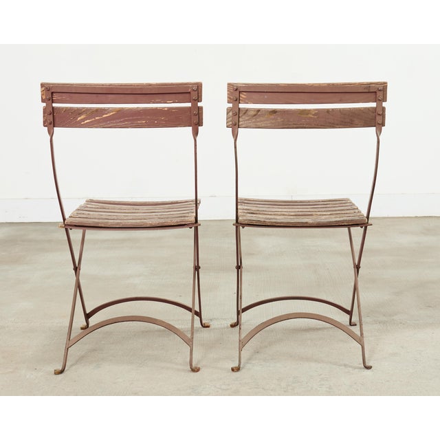 Set of Ten French Folding Iron Bistro Dining Chairs For Sale - Image 18 of 18