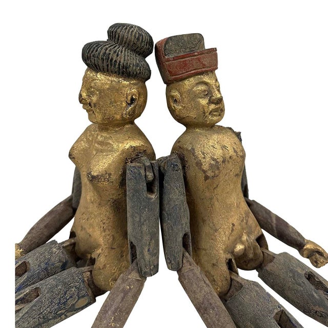 Early 20th Century Antique Chinese Gilt Carved Camphor Wood Adult Toys For Sale - Image 4 of 13