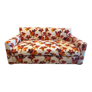 Vintage Sofa Reupholstered in Vintage 70's Floral Dead Stock Fabric For Sale