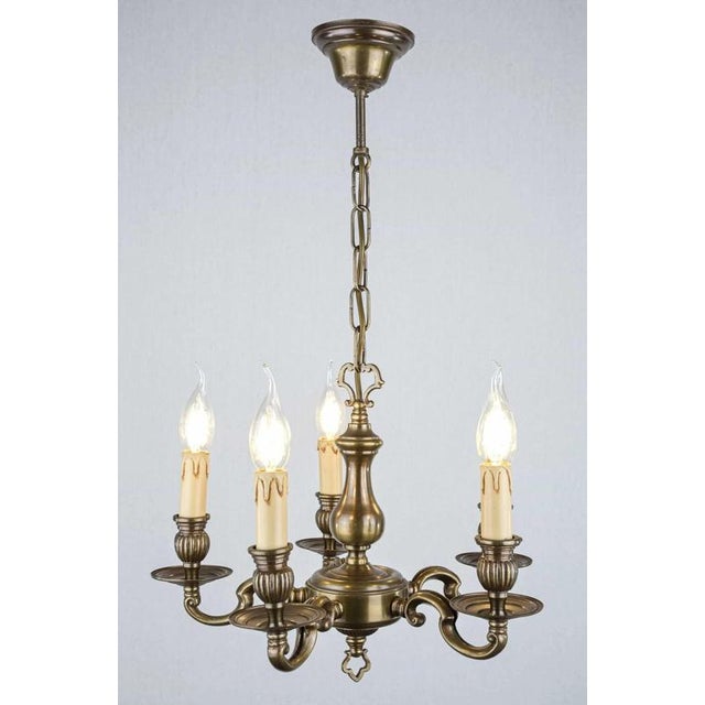 2000 - 2009 Smaller Bronze Chandelier with Five Arms For Sale - Image 5 of 5
