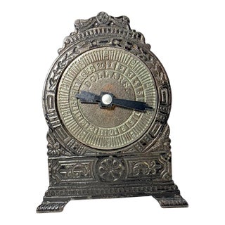 Rare Antique 1800's h.l. Judd "Clock W/ Moveable Hand" Cast Iron Still Bank For Sale