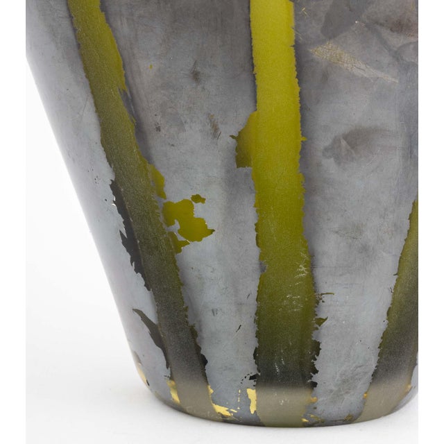 English Adam Aaronson Silver Striped Glass Vase, 2001 For Sale - Image 3 of 14