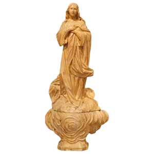 Early 19th Century French Carved Pine Religious Figure on Carved Cloud Form Base