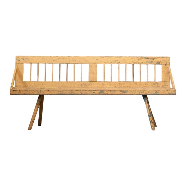European Primitive Painted Bench, Early 20th Century For Sale