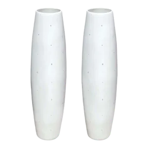 Pair of Oversized Italian Ceramic Vases With Swarovski Crystal Accents