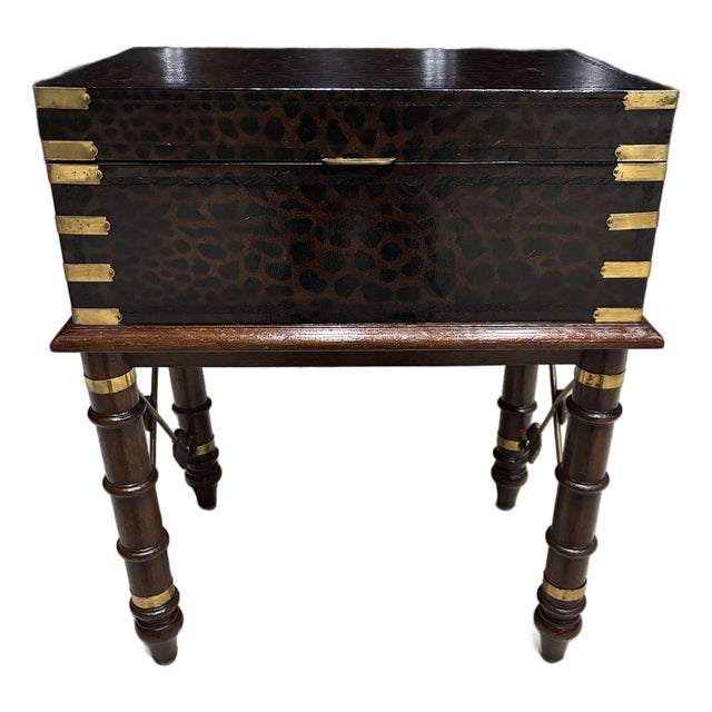 Leather Wrapped Accent Table Jewelry Box in Faux Bamboo From Lineage Home Furnishings Philippines For Sale