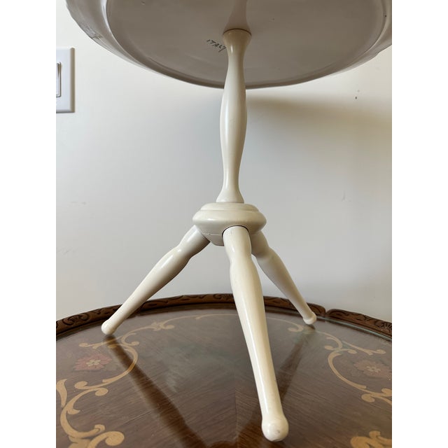 Elegant Vintage White Two Tier Ceramic Serving Stand For Sale - Image 10 of 10
