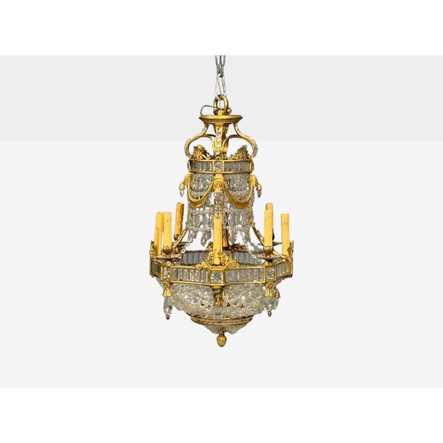 19th Century 19th Century Louis XVI Style, Chandelier, Dore Bronze, Crystal, France For Sale - Image 5 of 11