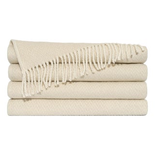 Luxury Ivory Herringbone Throw Blanket For Sale