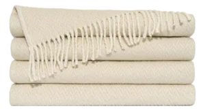 Luxury Ivory Herringbone Throw Blanket