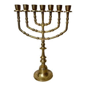 Vintage Brass Menorah / Traditional 7 Candleabra