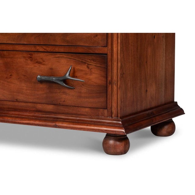 Brown Lodge Chest of Drawers with Cast Antler Pulls For Sale - Image 8 of 11