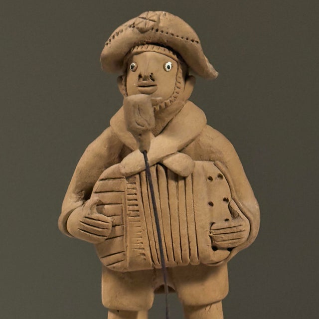 Vintage Folk Art Brazilian Sculpture of Musician by Joāo Ezequiel, Signed For Sale - Image 4 of 6