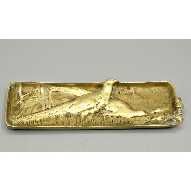 Antique French Gilded Bronze Pen Tray With Game Birds For Sale - Image 4 of 8