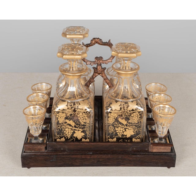 19th Century French Marquetry Tantalus Cordial Decanter Set - Set of 11 For Sale - Image 11 of 18