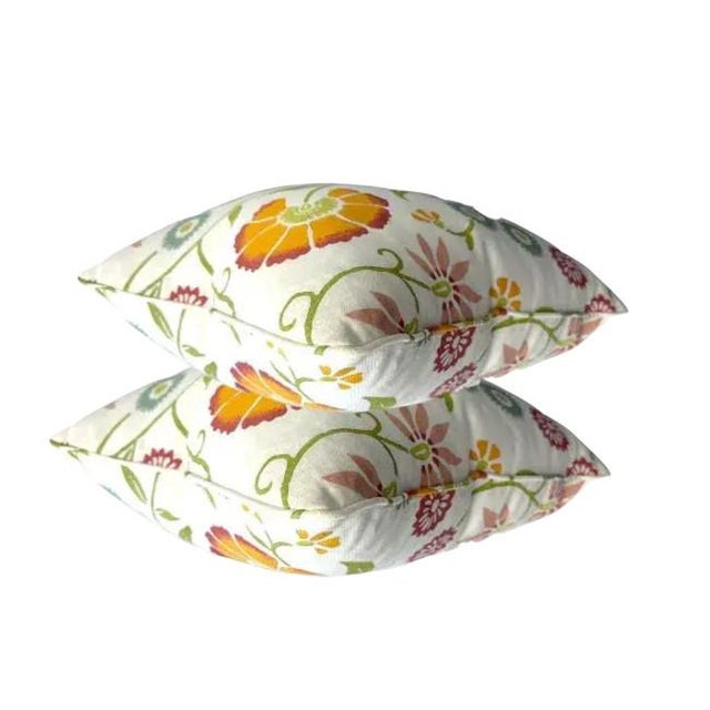 Pair of 20'' Multi-Color Floral Pillows For Sale - Image 4 of 5