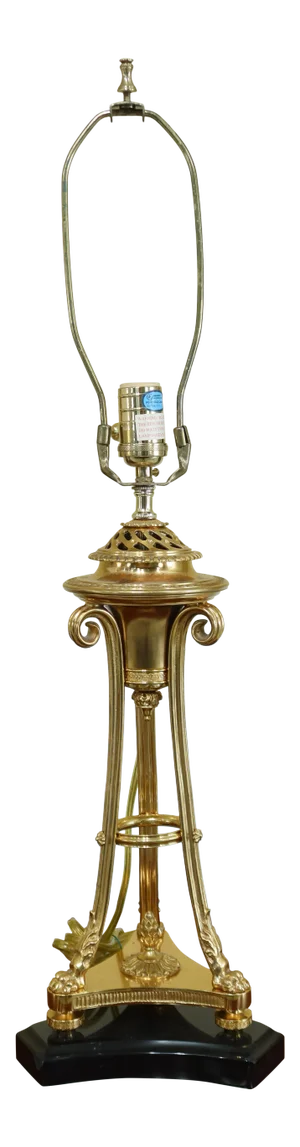 Regency Style Brass Table Lamp W. Black Base