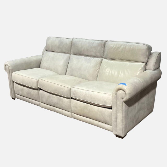 The Conover 3 seat sofa features rolled-arms, leather upholstery with semi-attached back and seat cushions. Brand: Ethan...