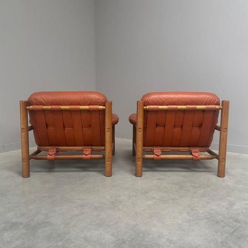 Brutalist Leather Lounge Chairs, 1960s, Set of 2 For Sale - Image 9 of 18