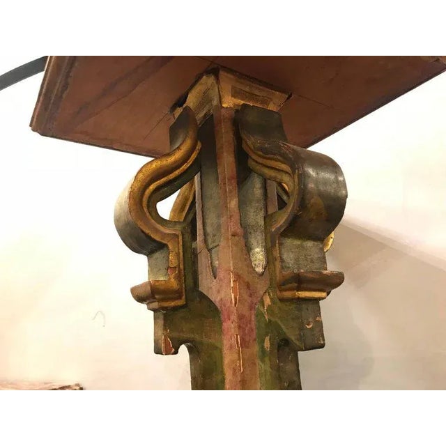 A Continental Italian Gilt Distressed Continental Pedestal For Sale In New York - Image 6 of 11