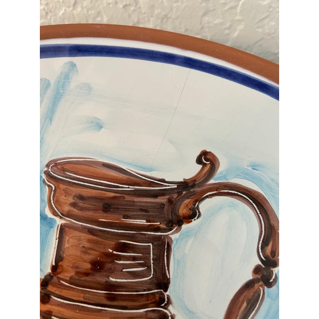 1980s Vintage Large Pitcher & Fruit Italian Pottery Bowl For Sale - Image 5 of 5
