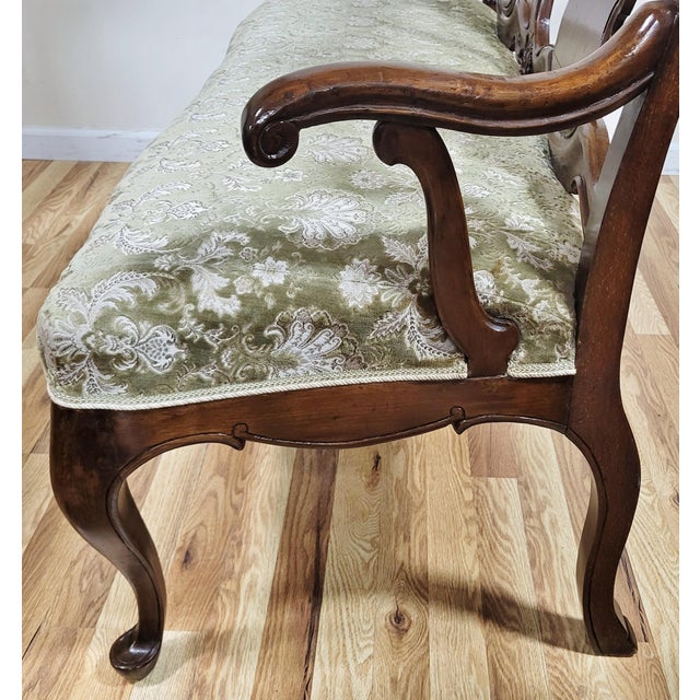 Rare Antique Dutch Belgium 18th C Provincial Carved Walnut Settee Sofa Loveseat For Sale - Image 13 of 16