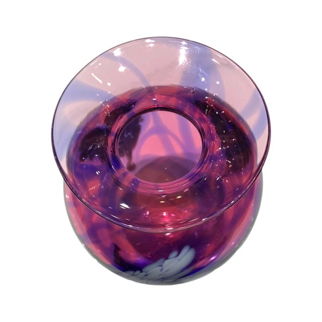 David Lindsay Art Glass Vase Hearts Pink Purple California Decor Nourot Student For Sale - Image 12 of 13