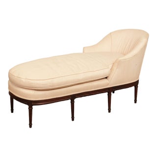 French Louis XVI Style Antique Barrel Back Chaise Lounge For Sale
