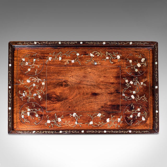 Antique Colonial Serving Tray, Anglo Indian Teak, Afternoon Tea Slide, Victorian For Sale - Image 4 of 10