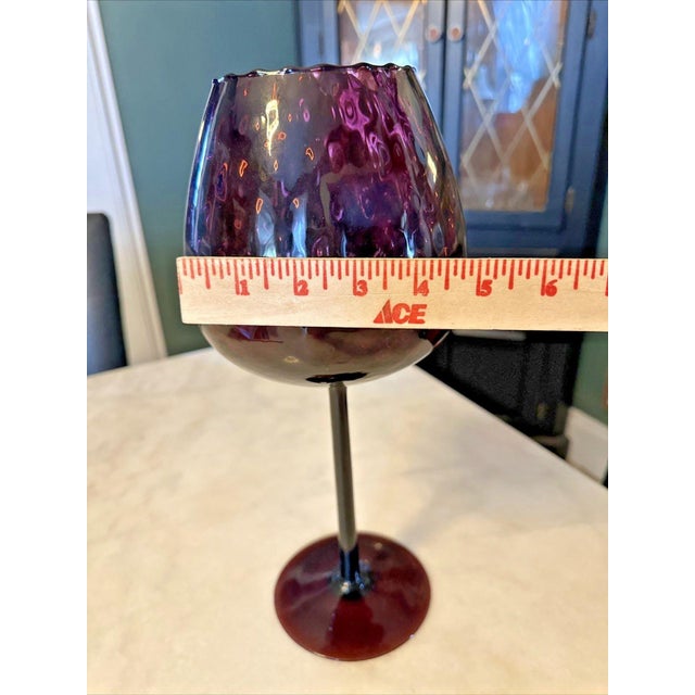 1960s Large Empoli Amethyst Glass Diamond Optic Statement Snifter Vase For Sale - Image 9 of 9