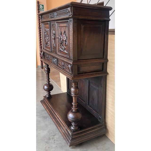Baroque Antique Dutch Hand Carved Renaissance Raised Cabinet, 1890 For Sale - Image 3 of 12