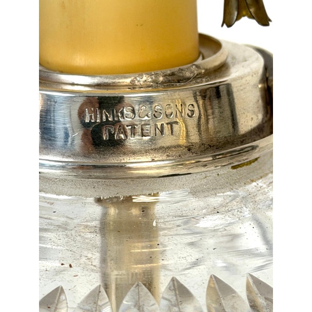 19th Century Victorian Sheffield Plate Corinthian Column Lamp Cut Crystal Font, Hinks & Co. For Sale - Image 4 of 18