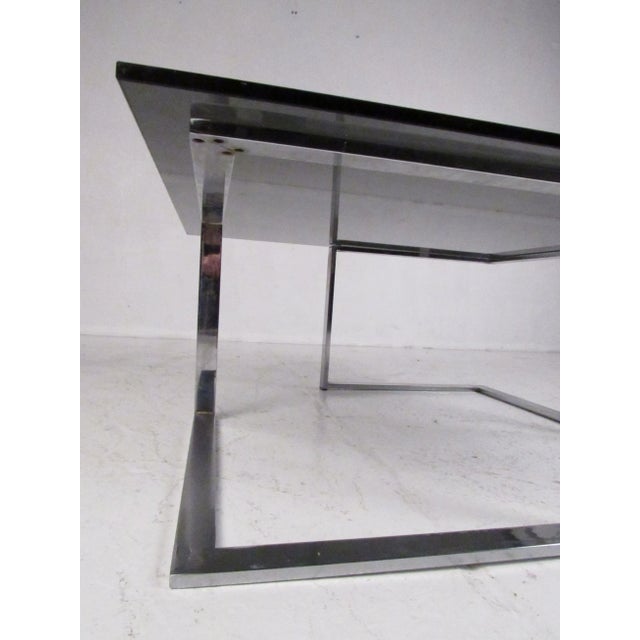 Modern Chrome & Tinted Glass Coffee Table For Sale - Image 9 of 10