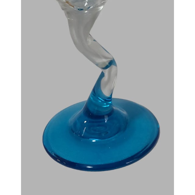 Libbey Glass Co. Vintage Colorful Candy Bases Zic-Zac Stem Martini Glasses- Set of 4 For Sale - Image 4 of 7