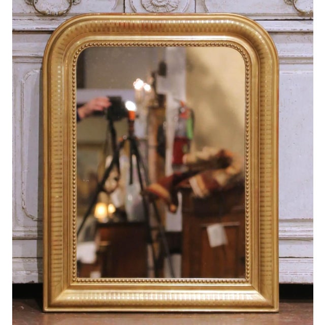 Mid 19th Century 19th Century French Louis Philippe Giltwood Wall Mirror With Geometry Decor For Sale - Image 5 of 6