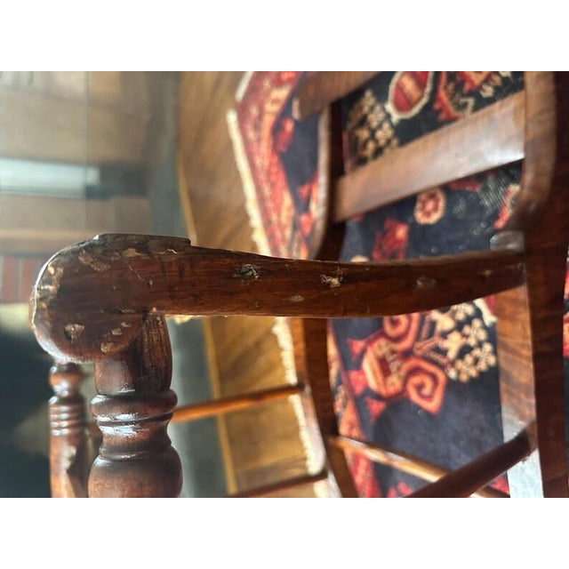 Antique Tiger Maple Side Chair With Woven Rush Seat For Sale - Image 11 of 18