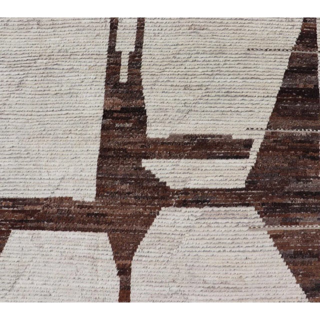 Textile Modern Wool Hand Knotted in Brown and White by Keivan Woven Arts 8'8 X 12'3 For Sale - Image 7 of 10