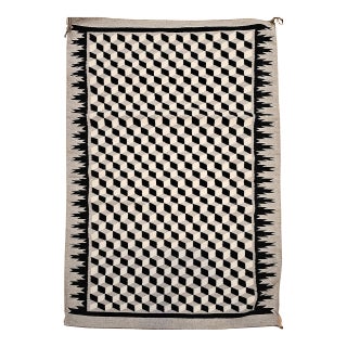 Vintage Native American Navajo Rug, Handwoven Wool, Allover Tumbling Block Pattern, 3x5 For Sale