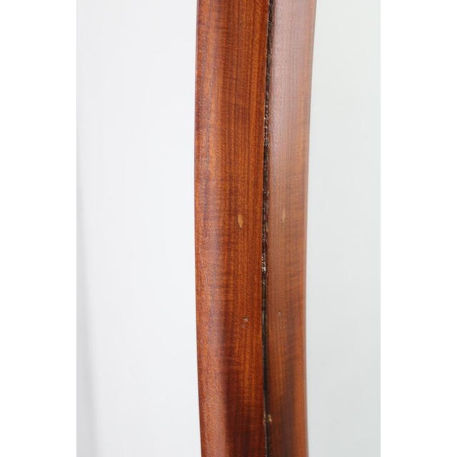 Mid-Century Italian Oval Teak Wall Mirror, 1980s For Sale - Image 6 of 10