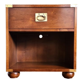 1980s Henredon Regiment Campaign Style Nightstand For Sale